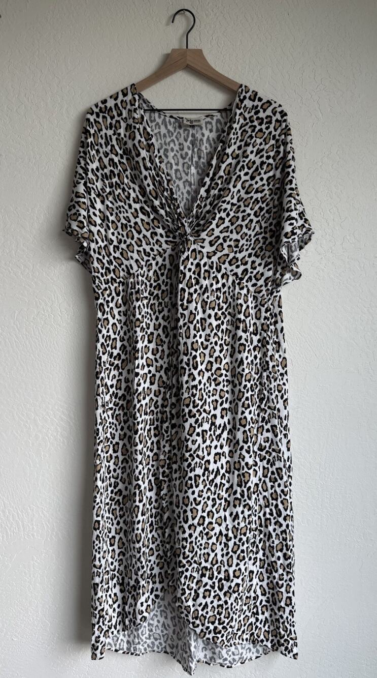 Show Me Your Mumu Get Twisted Maxi Dress XL Leopard Print Boho Beach Coverup